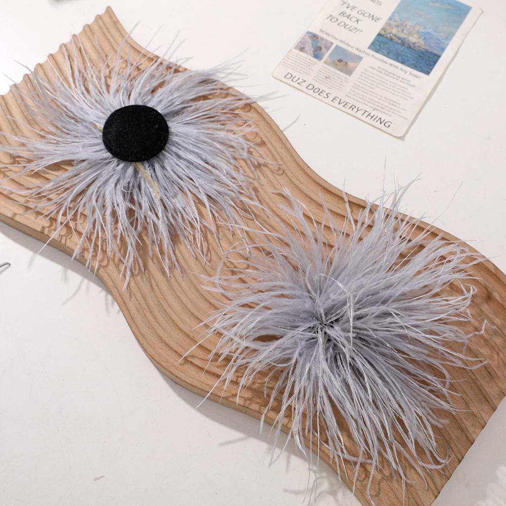 Fluffy Ostrich Feather Applique Handmade Feather Pin Feather Patch  DIY Handmade Accessory