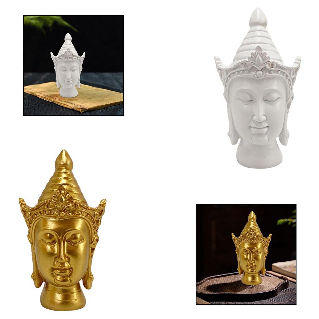 Buddha Head Statue Ornament Craft Decoration for Farmhouse Bookshelf Desktop