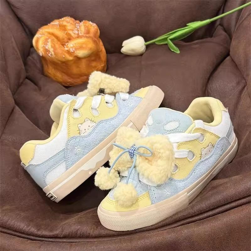 

Милые универсальные нескользящие туфли для хлеба соответствуют маленькой цветовой гамме mi синий желтый белый ретро мужские и женские кеды для скейтборда 40