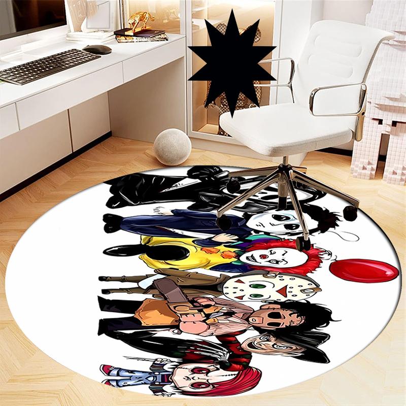 Halloween horror Printed Round Rug Carpet Chair Rug Area Rug Entryway Doormats,for Office Chair Living Room Bedroom Kitchen Room.