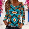 Women Plus Size White Blue Floral Paisley Printed Asymmetric Cutout Neck Cold Shoulder Long Sleeve Fitted Blouse