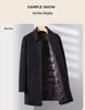 Men's Mid-Length Wool Coat with Detachable Down Liner, Business Lapel Style