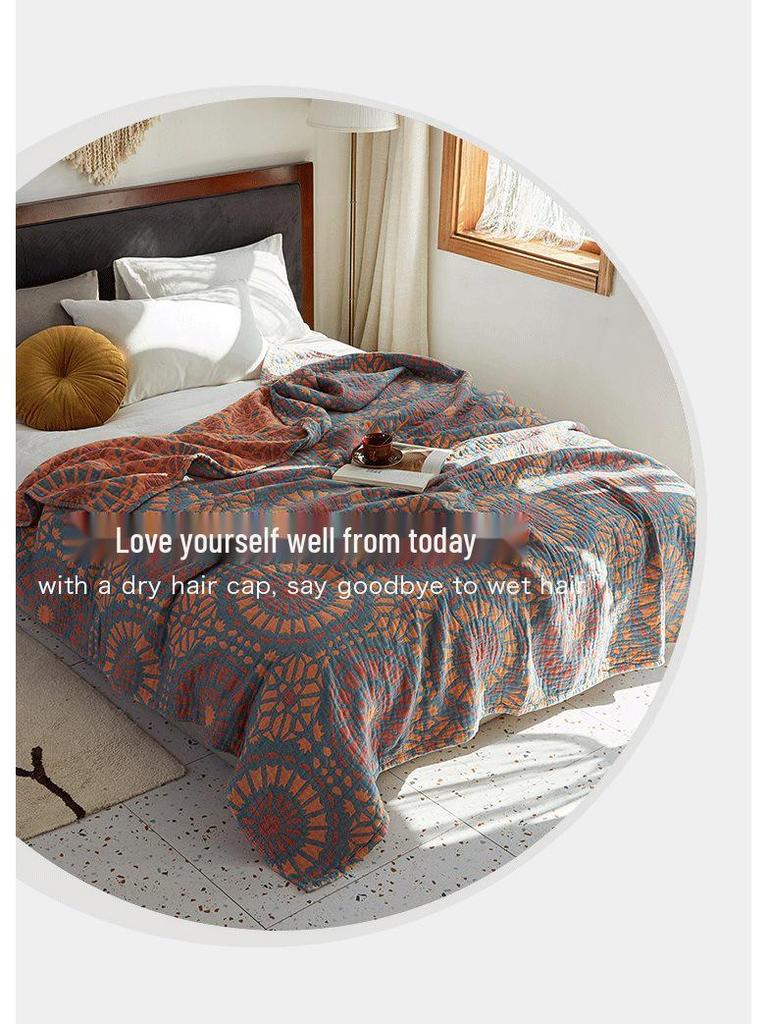 Pure Cotton Gauze Blanket - Four-Layer Single/Double Nap Blanket, Summer Air Conditioning Quilt