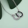 Black White Jewelry Fashion Double Horse Hoof Pendant Women Lady Necklace Zinc Zinc Alloy Chain