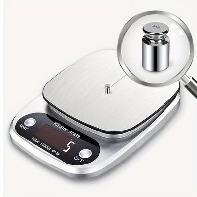Cântar digital de bucătărie din oțel inoxidabil de înaltă precizie de 10 kg cu afișaj LCD de 1 g, funcție de tara, cântar electronic multifuncțional pentru alimente