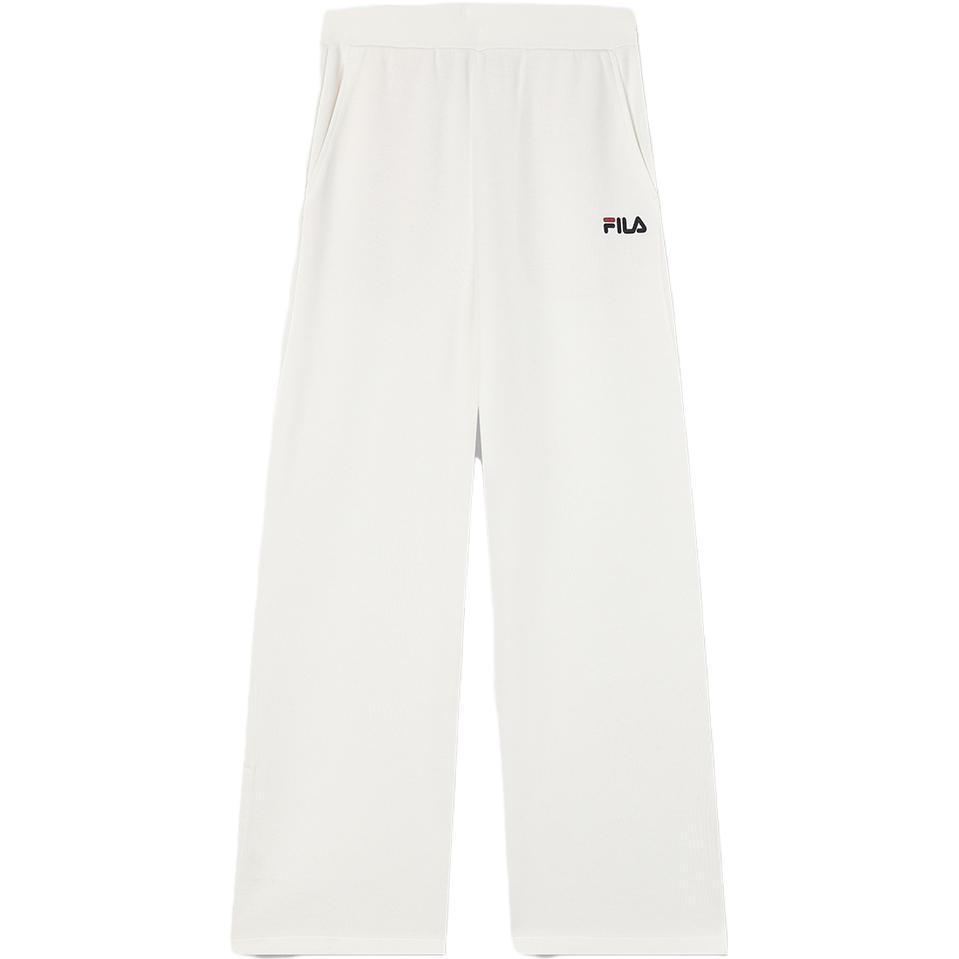 Fila FW23 New Knit Long Pants Simple Loose Commuter Wide Leg Casual Pants Women Bottoms Cloud-Mushroom-White F11W349603F-WT