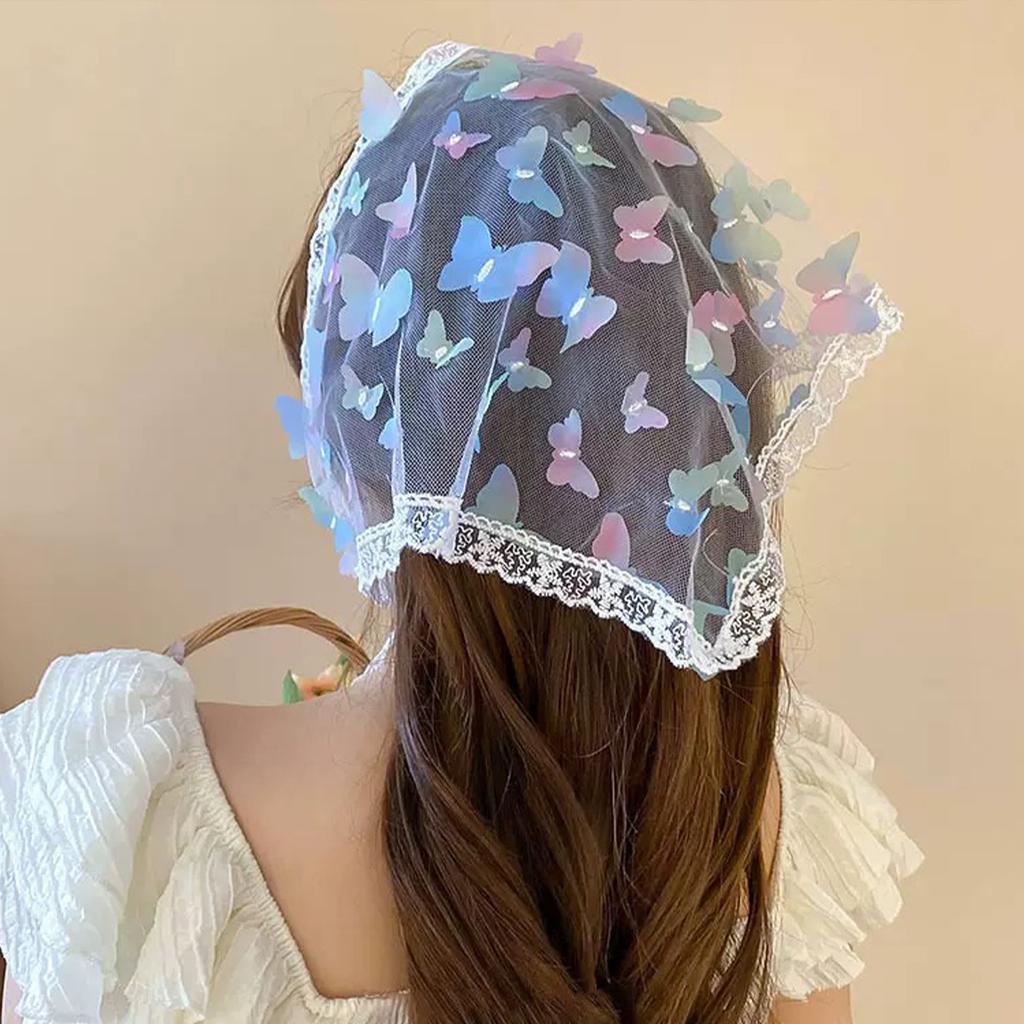 French Knit Lace Headscarf, Women's Boho Pastoral Triangle Hair Band Headband