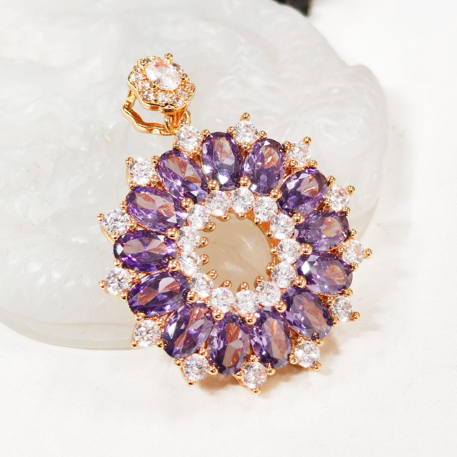 Gesi En Star Purple Multi-Diamond Donut Pendant - European & American Luxury Jewelry