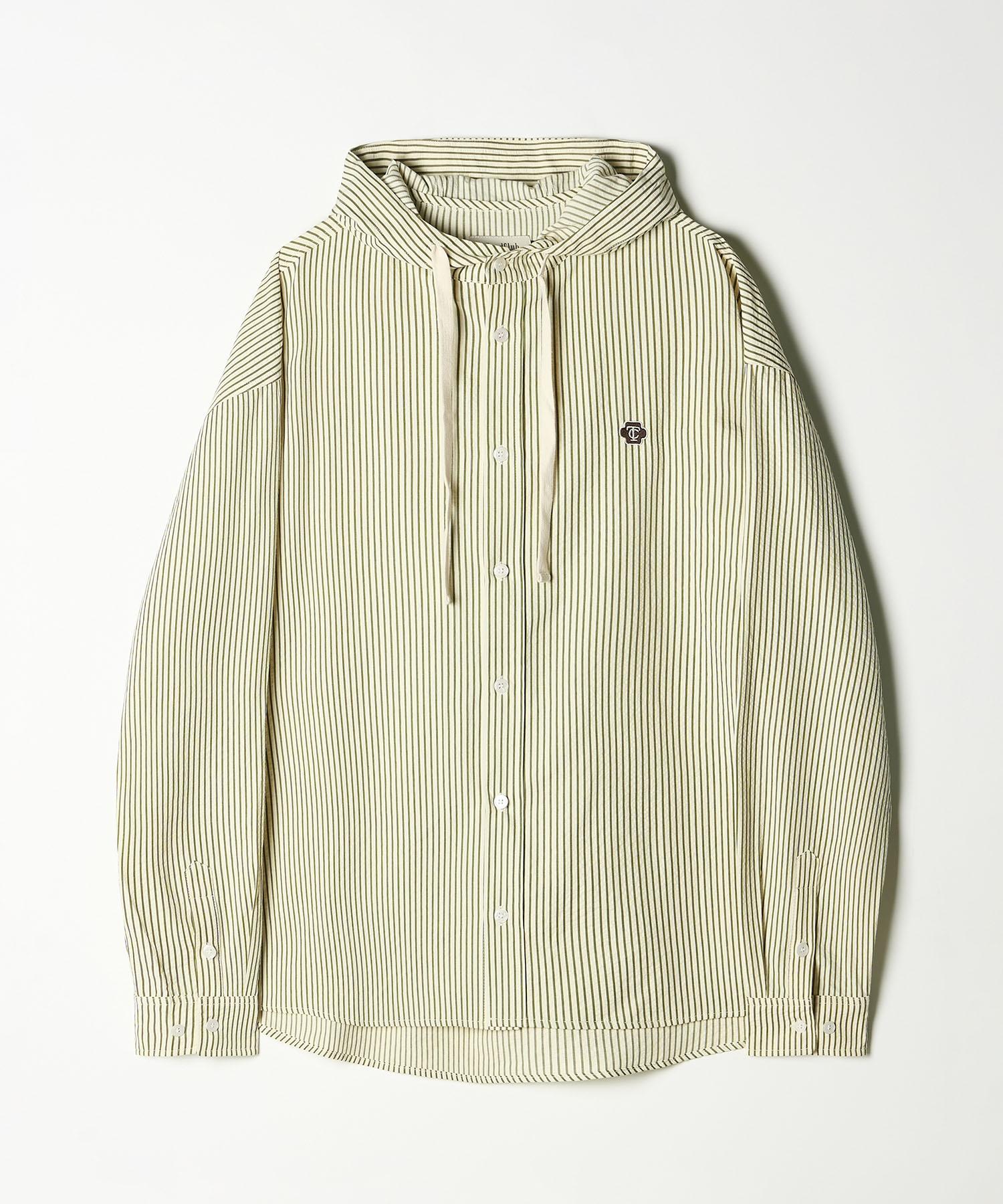 Trade Club Tc Logo Hoodie Striped Oversized Shirt Olive Olive/L