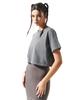 ATTENTIONROW FOR WOMEN Pigment Crew Neck Crop Short Sleeve Tee (Light Gray)