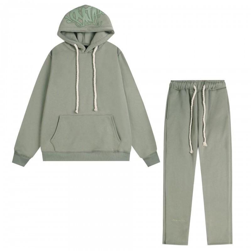 Ensemble Sweat à Capuche Doublé Polaire Style Streetwear Perçage Oversize Pantalon Jogging Homme Coton Décontracté Sportswear