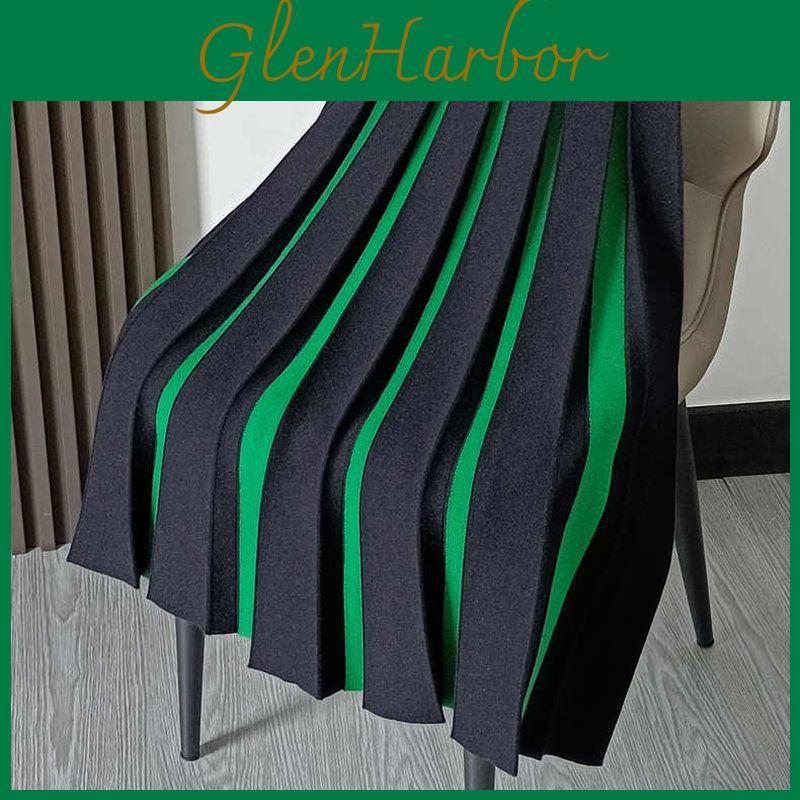 Colorblock Elastic Waist Womens Skirts Contrast Color Skirts Solid Streetwear A Line Midi Skirt