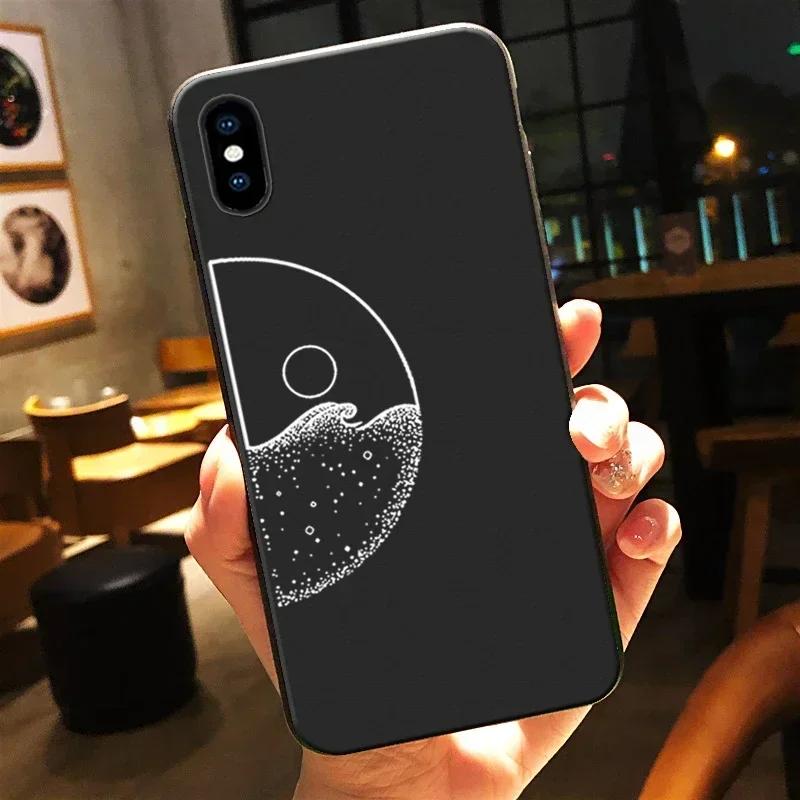 

Simple Sun Moon Scenery Paired Couple Phone Case for iPhone 16 15 13 12 14 11 Pro Max Mini 8 Plus SE Silicon Cover Shell Fundas iPhone 15Pro