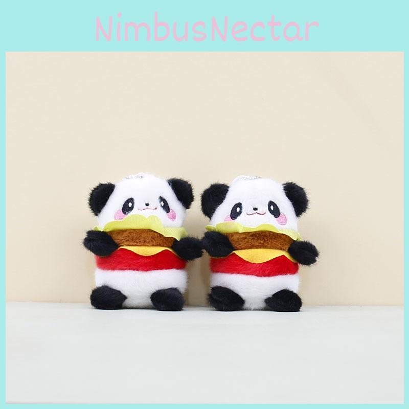 Adorable Hamburger Panda Plush Toy Keychain Cute Stuffed Animal Doll Accessory