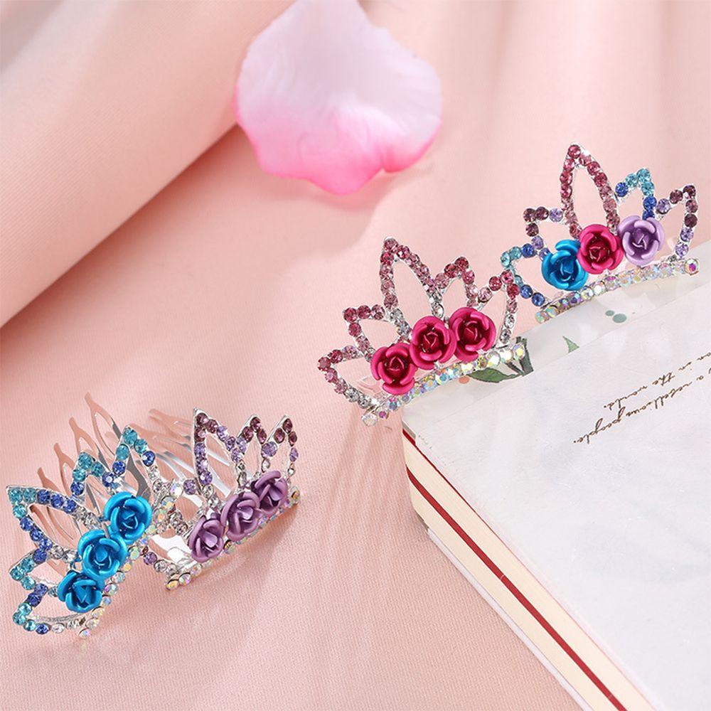 Rose Flower Girls Fashion Hair Accesories For Girls Kids Gift Hair Jewelry Crown Hairpin Hair Comb