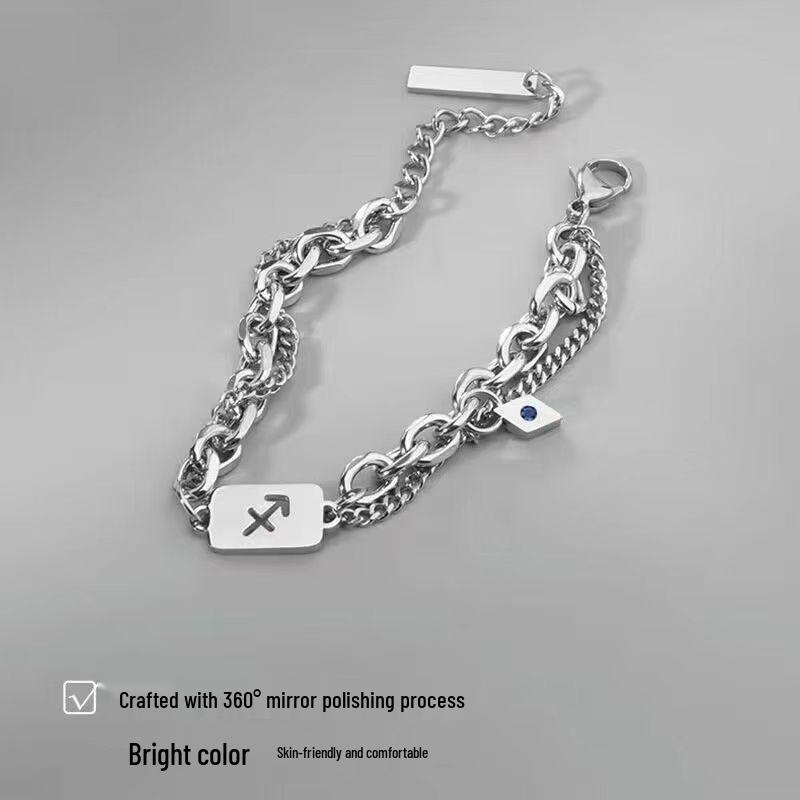 Twelve Constellations Titanium Steel Bracelet: Men's Luxury Jewelry