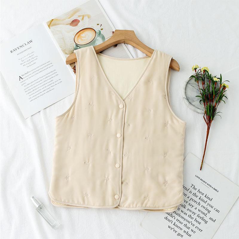 Haosangyuan Warm Mulberry Silk Embroidered Vest for Autumn and Winter