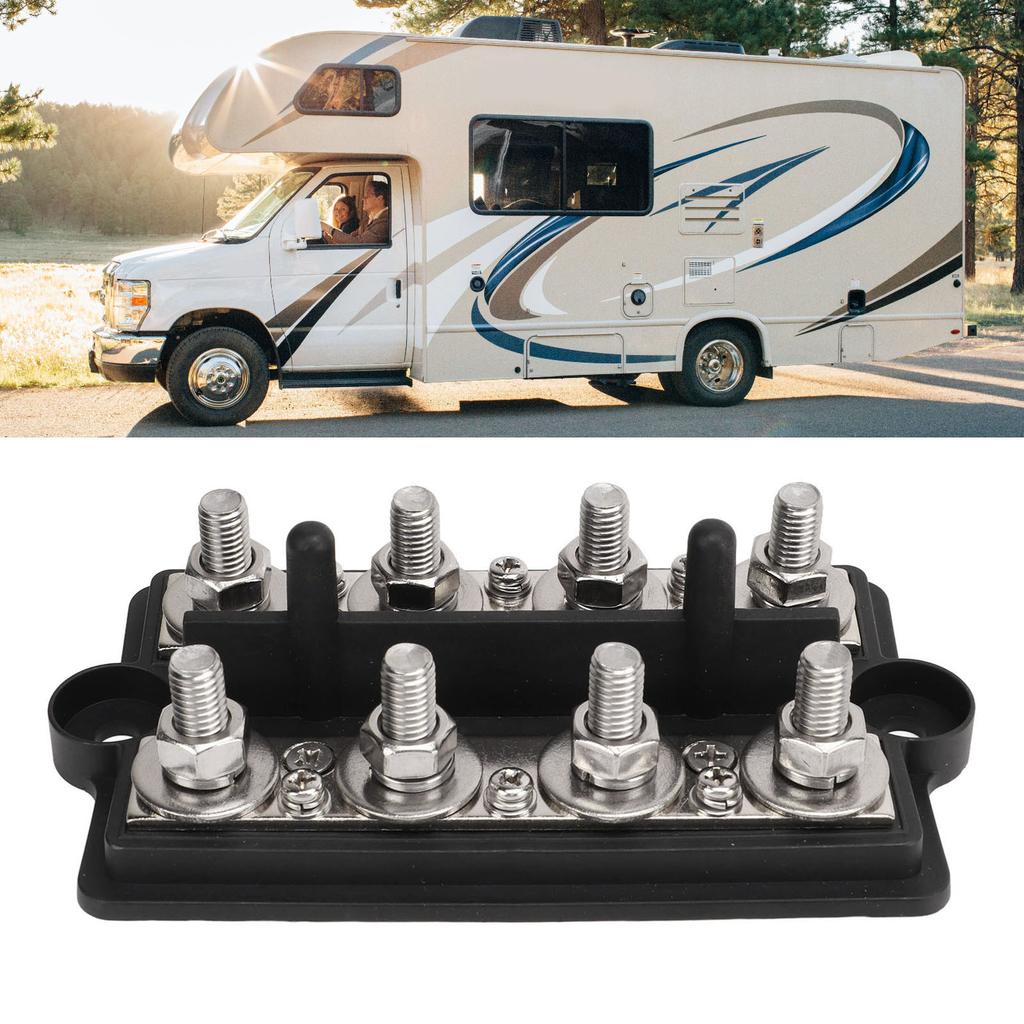 Power Distribution Block DC12 to 48V 150A 8 M10 Studs Battery Bus Bar for Cars Boats Yachts Trucks