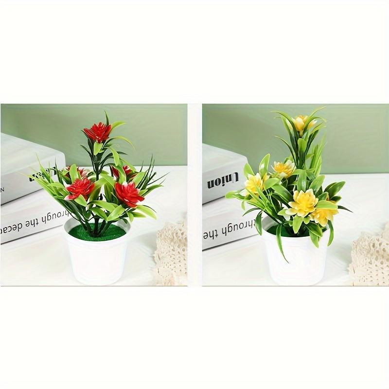 Imitation Bonsai Desk Decor, Fake for Lotus Artificial Flowers, Outdoor Plant Pot, Home and Office Decoration, Gift