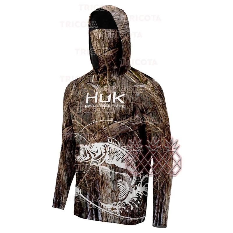 Fishing Camouflage Sun Protection Breathable Fishing Clothing Men Moisture Wicking Quick Dry Fishing Hooded Mask Tops