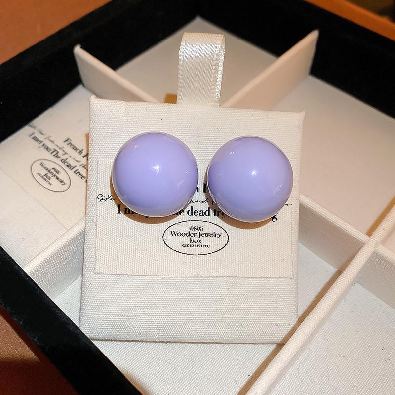 Super Flash Diamond Purple Flower Pearl Stud Earrings French Earrings