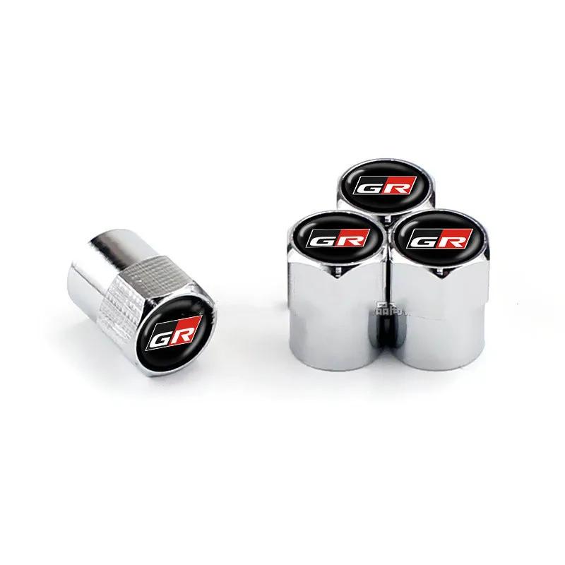 For Toyota ew124Pcs Car Wheel Tire Valve Caps Air Stem For Toyota GR Sport Gazoo Racing Yaris 86 Corolla Hilux Supra C-HR Tyre Plug Accessories