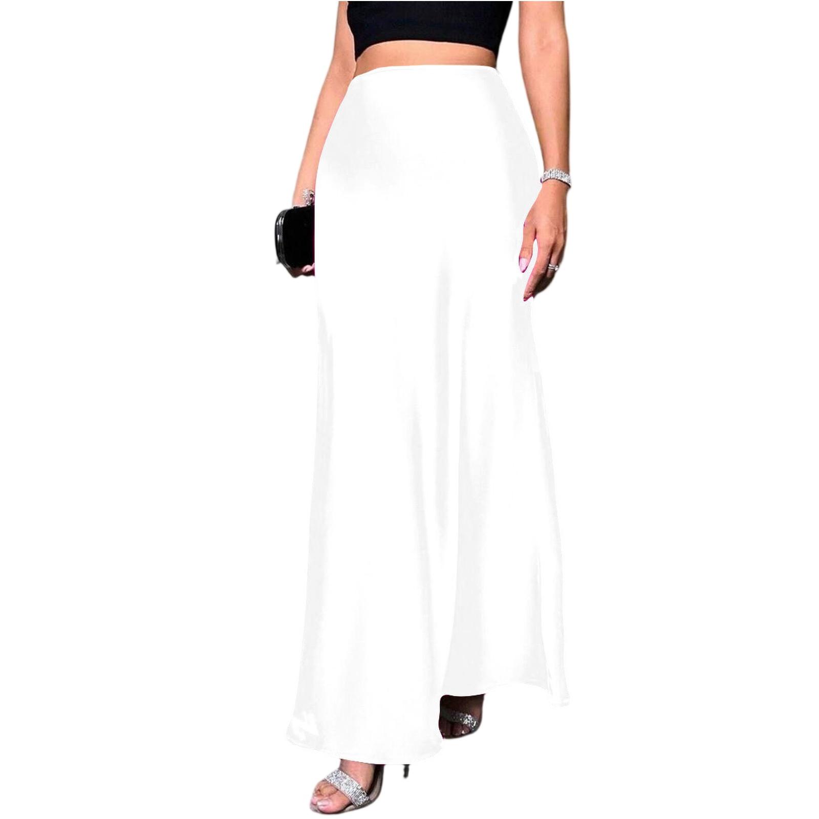 

Жіноча модна та повсякденна французька елегантна драпірована атласна спідниця XS білий