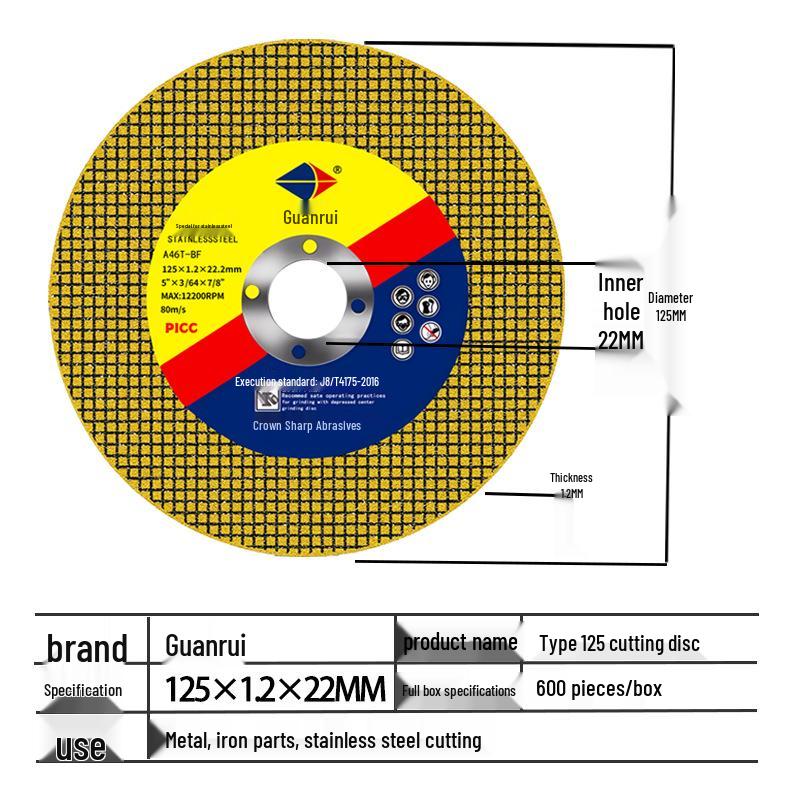 Metal & Stainless Steel Cutting Disc Set: 100/125/150/180mm Polishing & Grinding Wheels for Handheld Grinders