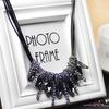 Fashion Sweet Rhinestone Water Drop Leather Rope Necklace Zircon Crystal Clavicle Chain Sweater Chain Women'S Jewelry