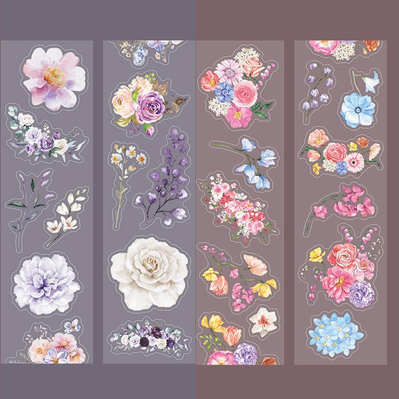 

2 Rolls PET Tape Flower Wreath Pattern Tape Creative Handmade Account Landscape Collage Material DIY Greeting Card Decoration