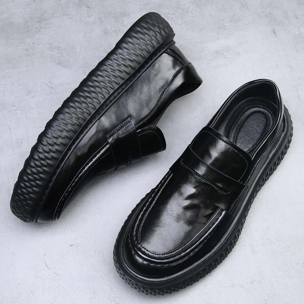 Spring Autumn New Designer Business Casual Shoes for Men Fashion Casual Cow Leather Shoe Male British Style Platform Loafers Man