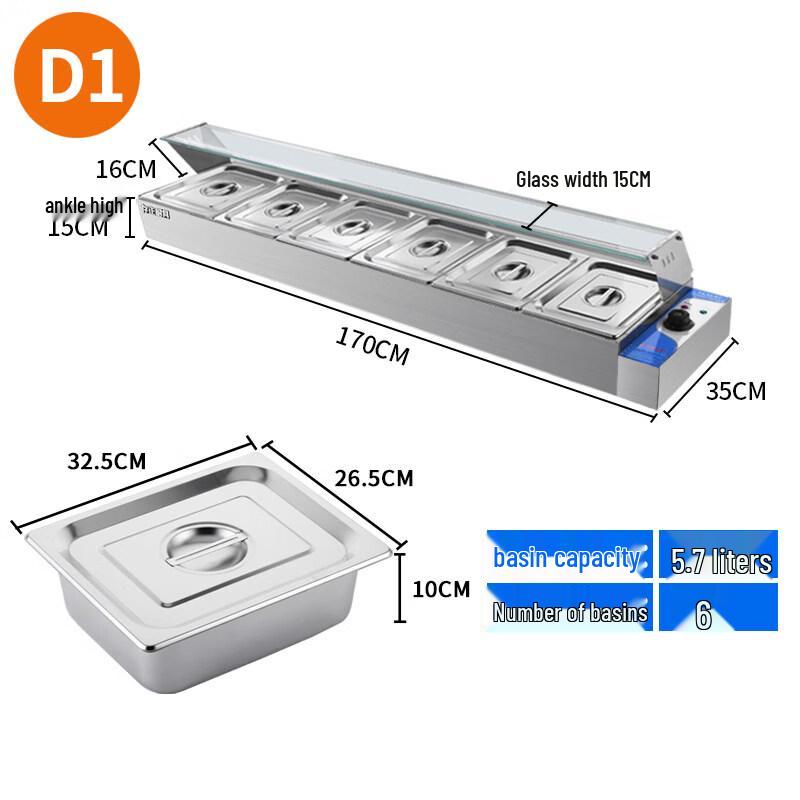 Yunduo Commercial Stainless Steel Food Warmer with Glass Cover