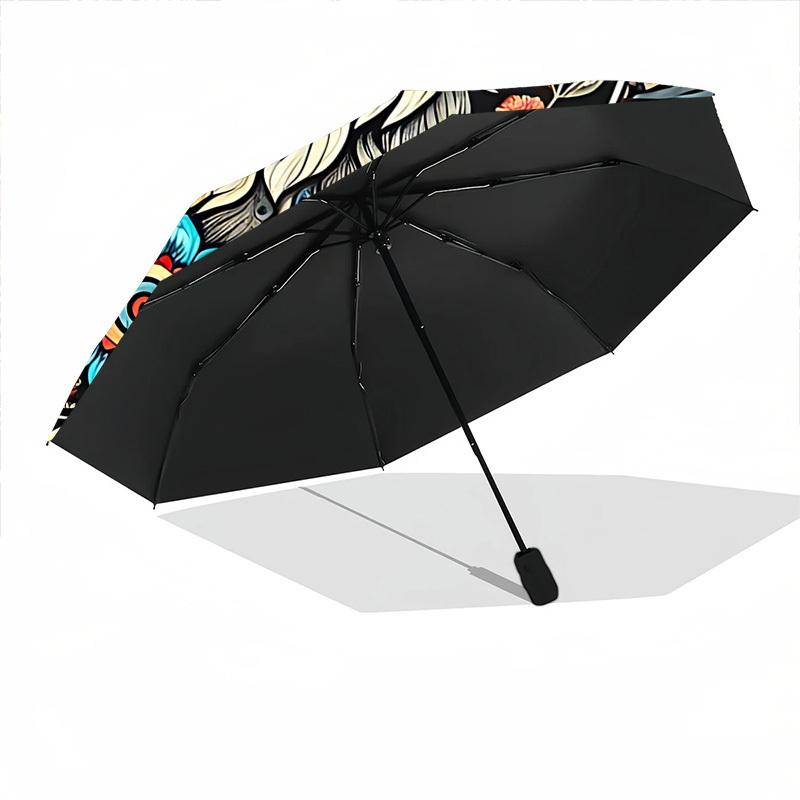 1pc Wolf Mandala Automatic Open/Close Umbrella - Portable Collapsible Umbrella with 8-Rib Stability, Fashion Lovers Yy251017104