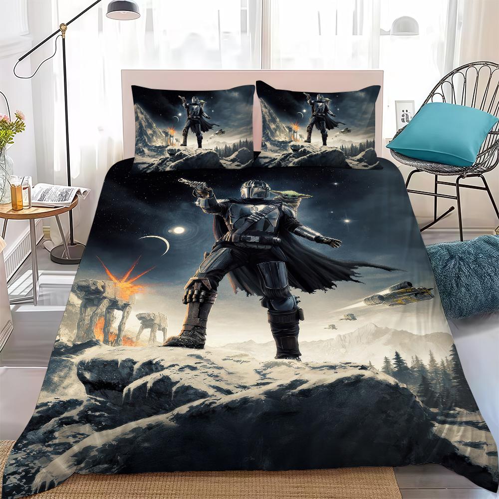 

Star W-Wars The Mandalorian Duvet Cover Set Home Style Bedding Soft Laundry Cotton Bed 3 Piece Set Student Dormitory Gift 135x200cm