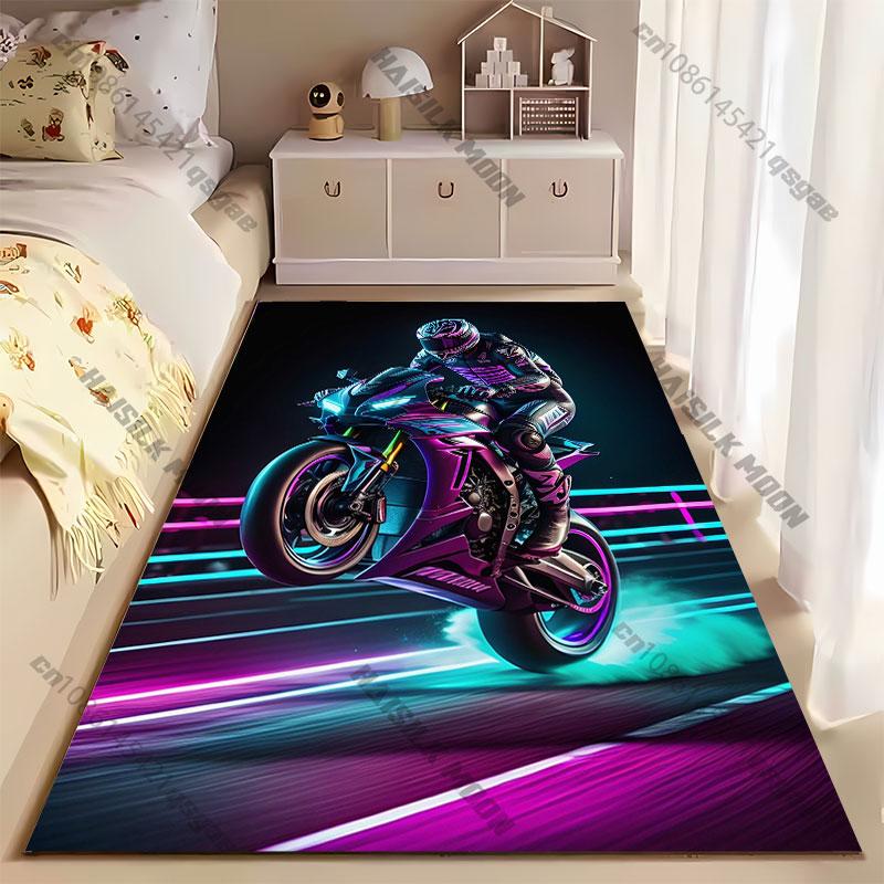 Futuristic motorcycle performing stunts carpet Yoga living room room decor children's crawling mat doormat area rug
