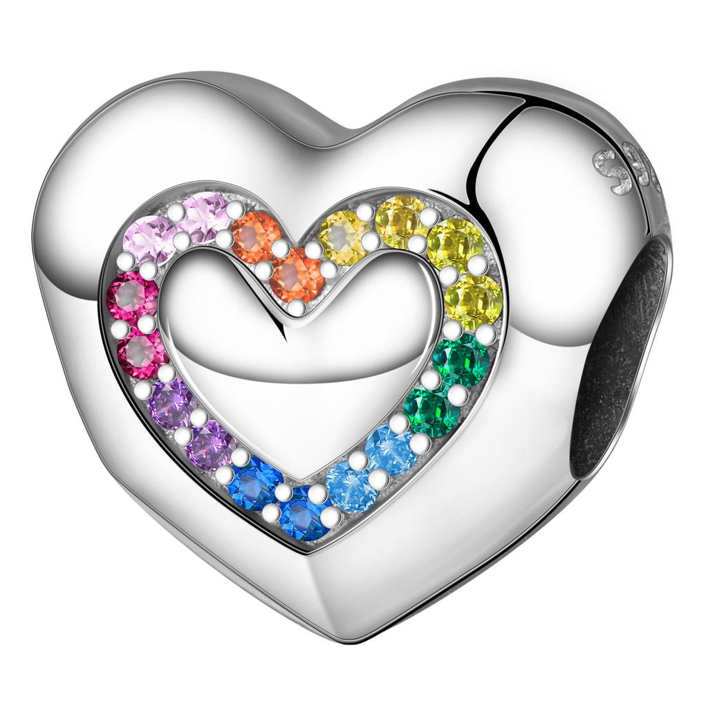 Trendy Heart Shaped Zircon Beads for Bracelet and Necklace Making