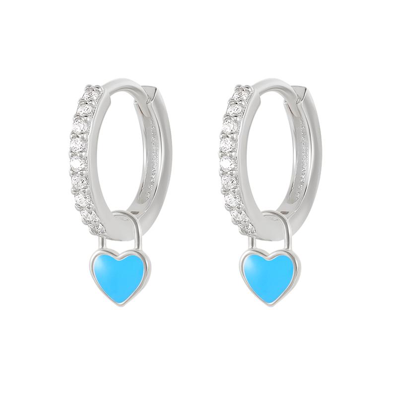 BOAKO 925 Silver Popular Pendant Heart-shaped Earrings Women Retro Style Multi Style Perforated Jewelry Aros Colors CZ