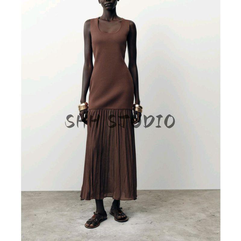 Fall New Arrival Women's Knitting Patchwork Sleeveless Vest Dress 4192034 4192153 4192154