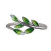 Cloisonné Ancient Style Green Leaf Resin Ring for Women – Retro Artistic Open Index Finger Design.