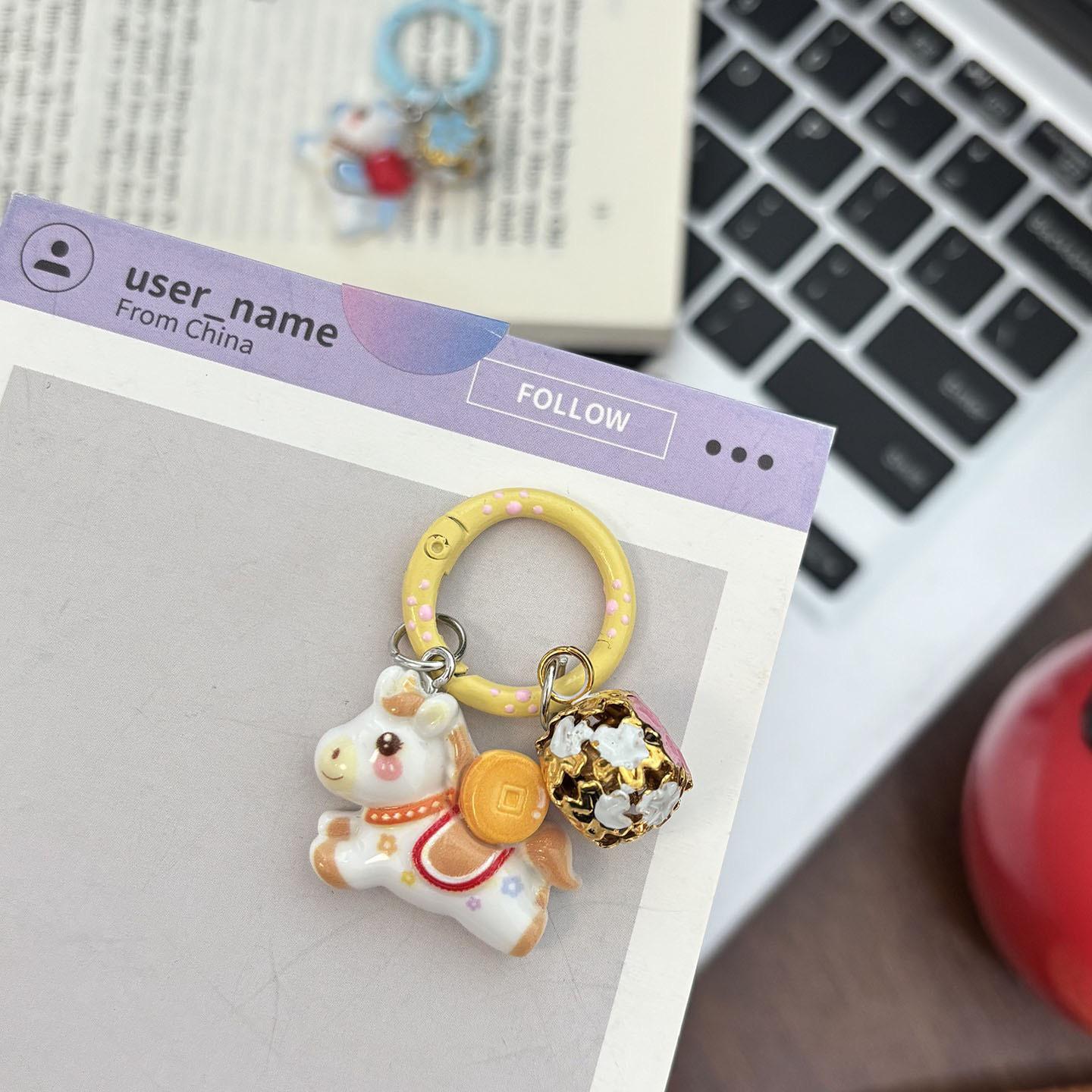 Instantly Rich Cartoon Bell Keychain - Perfect Backpack Charm & Best Friend Gift
