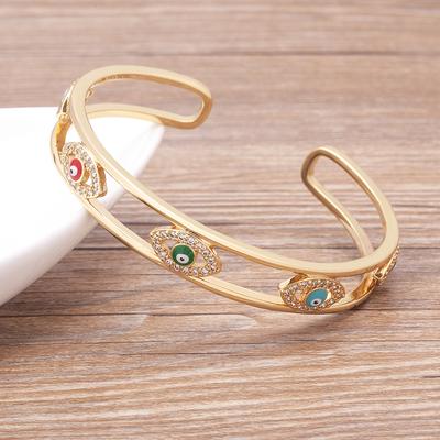 New Luxury Creative Design Turkish Evil Eye Cuff Bangle For Women Men Zircon Jewelry Hot Sale Party Wedding Lucky Gift Wholesale