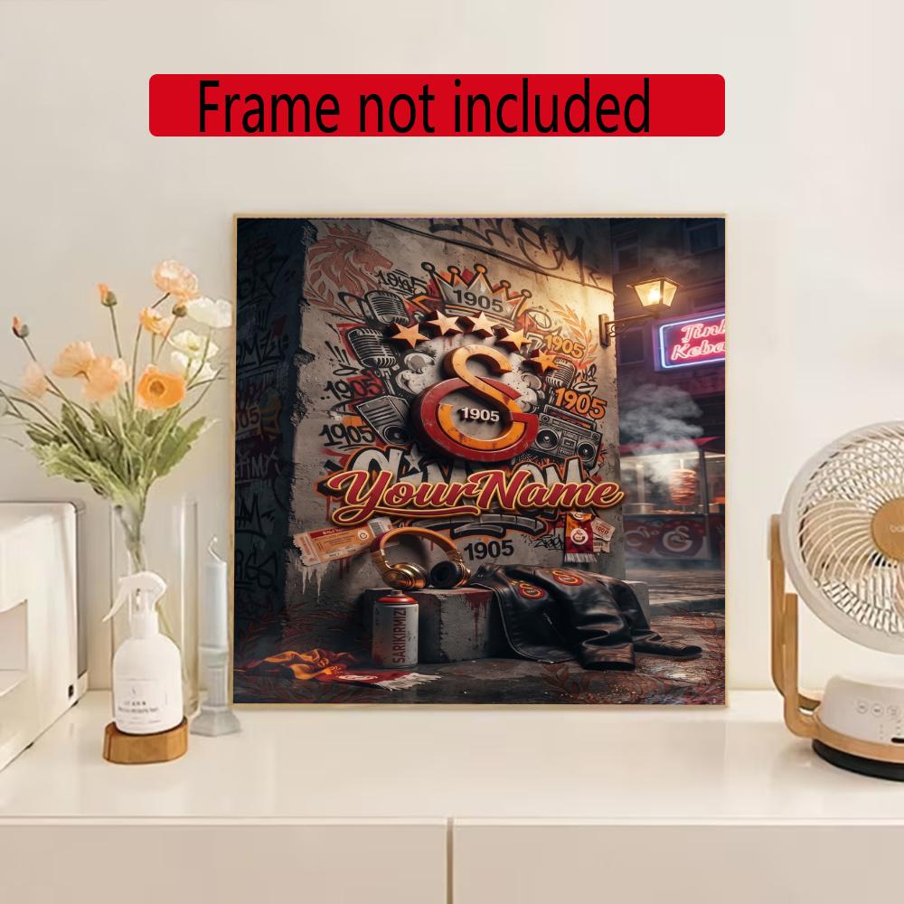 Galatasaray Personalized Name Round Diamond Painting Kit Diamond Embroidery Painting Rhinestones Mosaic Frameless Handwork Decoration Arts