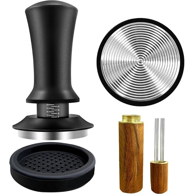 Stainless Steel Espresso Tamper Coffee Powder Hammer Coffee Tamper Mat Essential Tool for Consistent Coffee Extraction