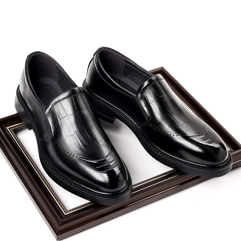 2025 Men's Business Dress Leather Shoes Men's British Pointed Wedding Shoes Sleeve Crocodile Brock Gentleman's Shoes Casual