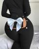 Women's Pajamas Valentine's Day Gift For Her With Flap Bow Black L