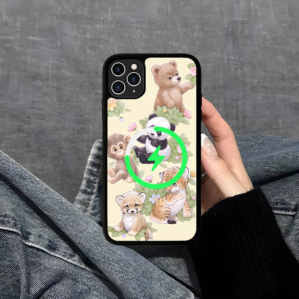 Wildflower Safari Babies Bear For Magsafe Phone Case For IPhone 17 Air 16 15 14 13 12 11 Pro Max Plus Shockproof Cover