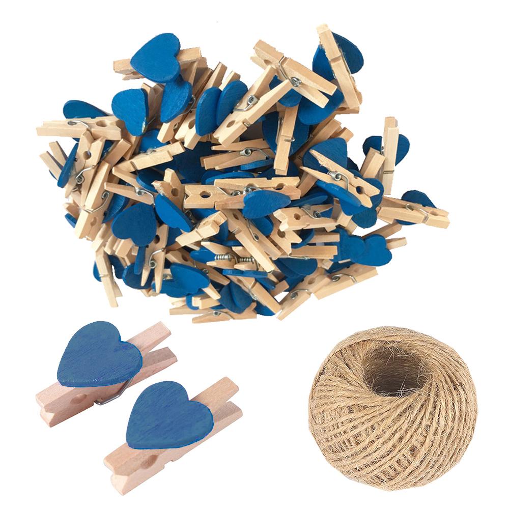 Mini Wooden Heart Clothespins, Multicolor Small Clothespins with Heart,  Tiny Clothes Pins with String for Photos Display,DIY Craft,Wedding Decor