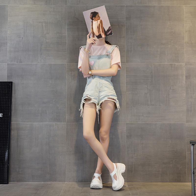 2529 Thick-soled One-pedal Lazy Shoes for Women's Summer New Hollowed-out Small People with Inner Height Increase and Outer Sandals