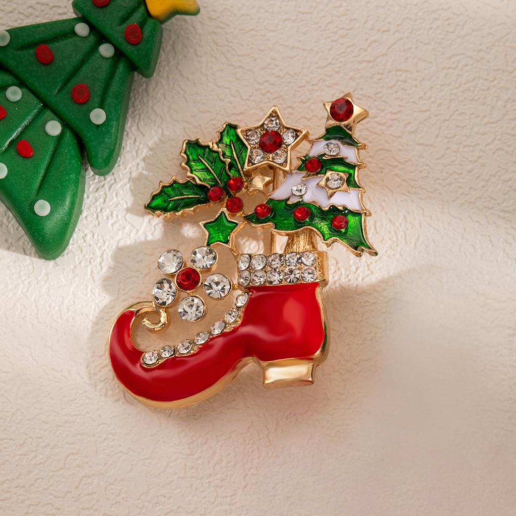 Creative Cartoon Christmas Bell Bow Diamond Brooch, Contrasting Colors, Advanced Sense, Cute Elk Dripping Oil Badge