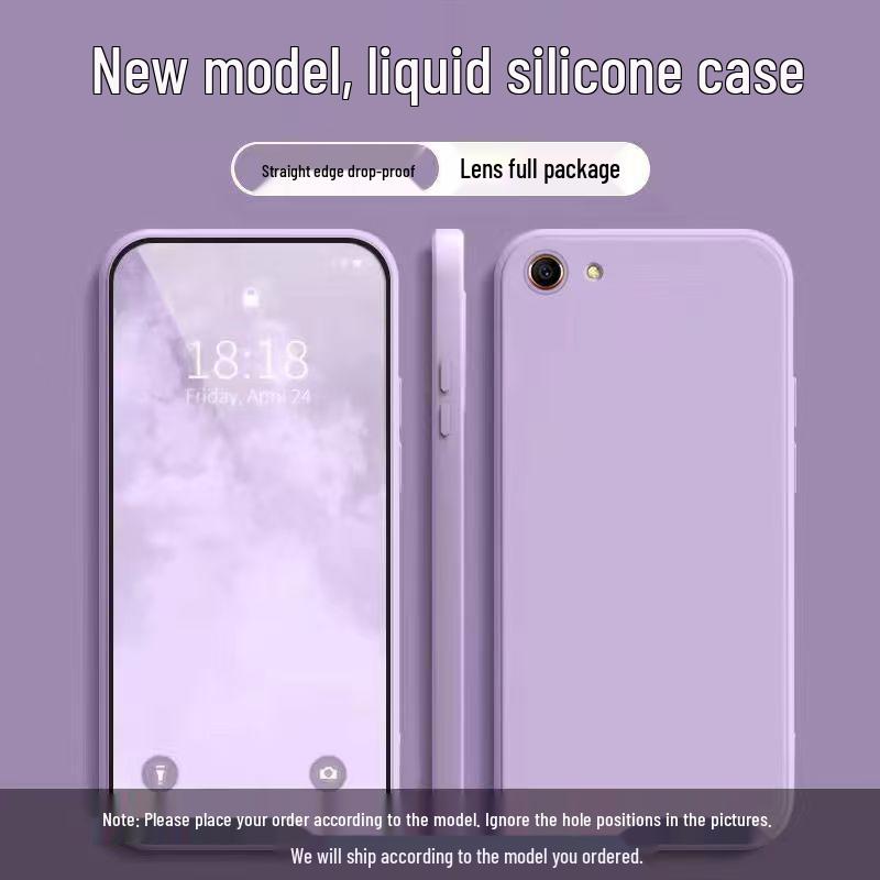 OPPO A59s Anti-Drop Solid Color Liquid Case - Full Coverage, Straight Edge Soft Shell.